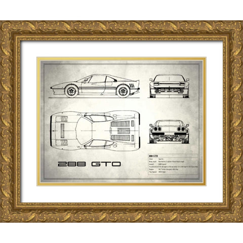 Ferrari 288-GTO White Gold Ornate Wood Framed Art Print with Double Matting by Rogan, Mark