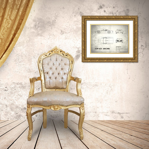 Ferrari Dino206 1965 White Gold Ornate Wood Framed Art Print with Double Matting by Rogan, Mark