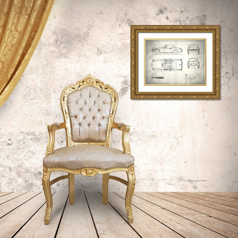 MG MGB White Gold Ornate Wood Framed Art Print with Double Matting by Rogan, Mark