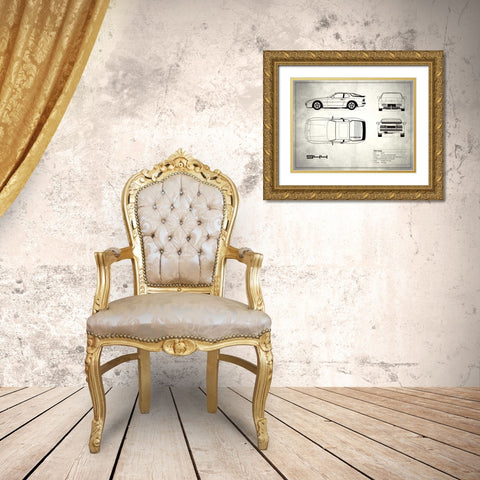 Porsche 944 Turbo White Gold Ornate Wood Framed Art Print with Double Matting by Rogan, Mark