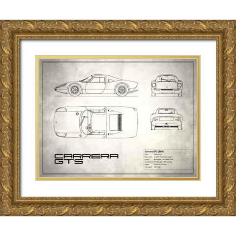 Porsche Carrera GTS White Gold Ornate Wood Framed Art Print with Double Matting by Rogan, Mark