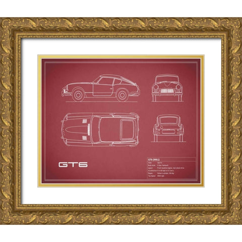 Triumph GT6 Mk1 White Gold Ornate Wood Framed Art Print with Double Matting by Rogan, Mark