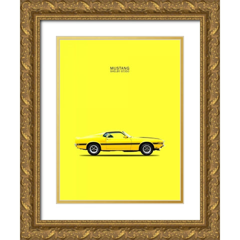 Mustang Shelby GT350 69 Yellow Gold Ornate Wood Framed Art Print with Double Matting by Rogan, Mark