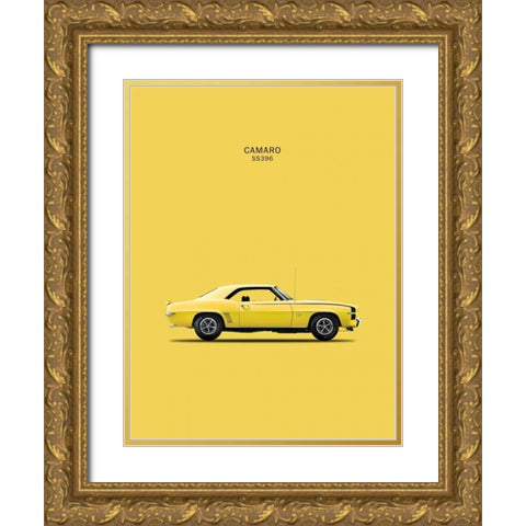 Chevy Camaro SS396 1969 Gold Ornate Wood Framed Art Print with Double Matting by Rogan, Mark