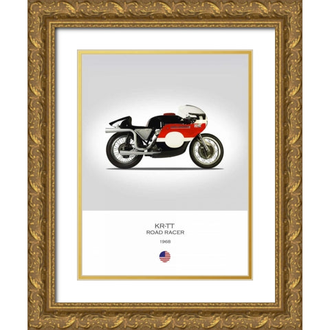 HD KR TT Road Racer 1968 Gold Ornate Wood Framed Art Print with Double Matting by Rogan, Mark