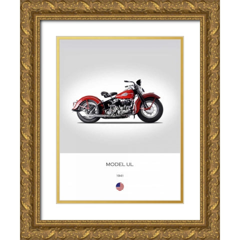 Harley Davidson Model UL 1941 Gold Ornate Wood Framed Art Print with Double Matting by Rogan, Mark
