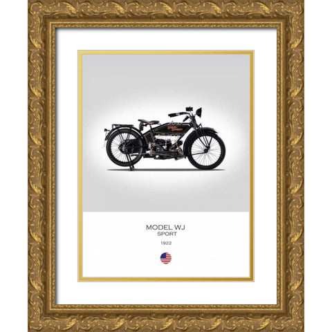 Harley Davidson Model WJ Sport Gold Ornate Wood Framed Art Print with Double Matting by Rogan, Mark