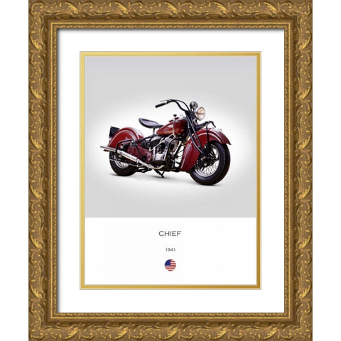 Indian Chief 1941 Gold Ornate Wood Framed Art Print with Double Matting by Rogan, Mark
