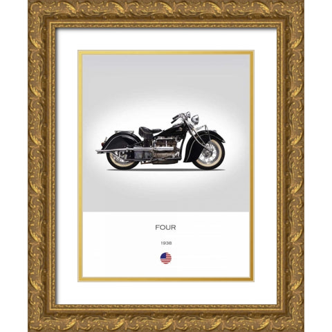 Indian Four 1938 Gold Ornate Wood Framed Art Print with Double Matting by Rogan, Mark