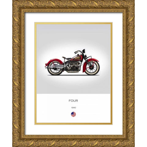 Indian Four 1940 Gold Ornate Wood Framed Art Print with Double Matting by Rogan, Mark