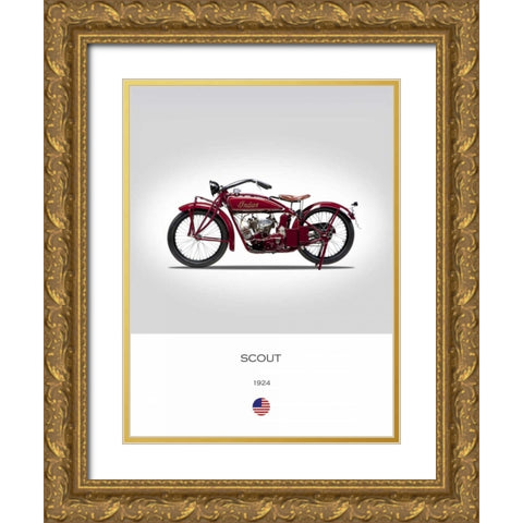 Indian Scout 1924 Gold Ornate Wood Framed Art Print with Double Matting by Rogan, Mark