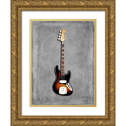 Fender Jazzbass74 Gold Ornate Wood Framed Art Print with Double Matting by Rogan, Mark