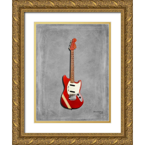 Fender Mustang 1970 Gold Ornate Wood Framed Art Print with Double Matting by Rogan, Mark