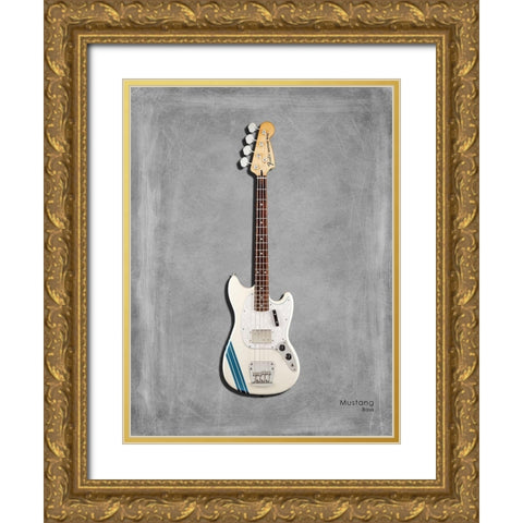 Fender MustangBass Gold Ornate Wood Framed Art Print with Double Matting by Rogan, Mark