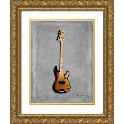 Fender Precision Bass 58 Gold Ornate Wood Framed Art Print with Double Matting by Rogan, Mark
