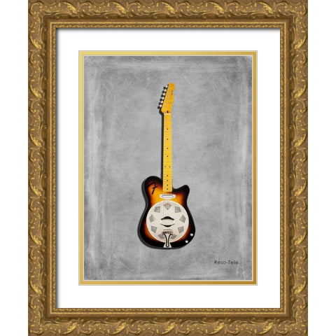 Fender Reso Tele Gold Ornate Wood Framed Art Print with Double Matting by Rogan, Mark
