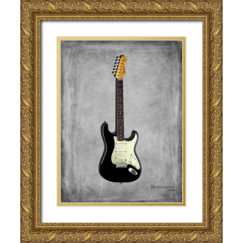 Fender Stratocaster 59 Gold Ornate Wood Framed Art Print with Double Matting by Rogan, Mark
