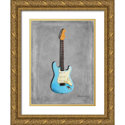 Fender Stratocaster 64 Gold Ornate Wood Framed Art Print with Double Matting by Rogan, Mark
