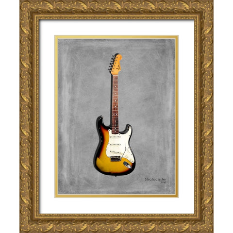 Fender Stratocaster 65 Gold Ornate Wood Framed Art Print with Double Matting by Rogan, Mark