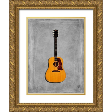 Gibson J50 1967 Gold Ornate Wood Framed Art Print with Double Matting by Rogan, Mark