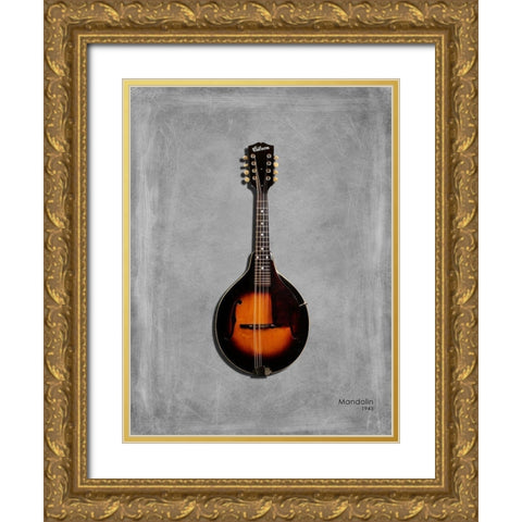 Gibson Mandolin 1943 Gold Ornate Wood Framed Art Print with Double Matting by Rogan, Mark