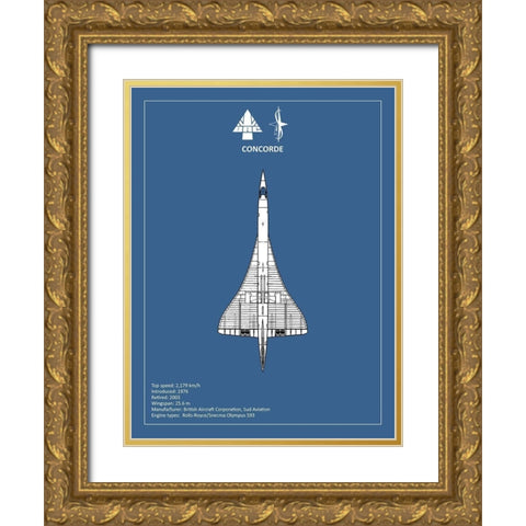BAE Concorde  Gold Ornate Wood Framed Art Print with Double Matting by Rogan, Mark