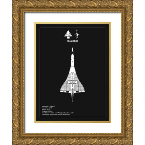 BAE Concorde Black  Gold Ornate Wood Framed Art Print with Double Matting by Rogan, Mark