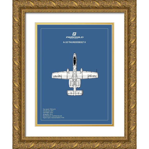 BP A-10 Thunderbolt 2  Gold Ornate Wood Framed Art Print with Double Matting by Rogan, Mark
