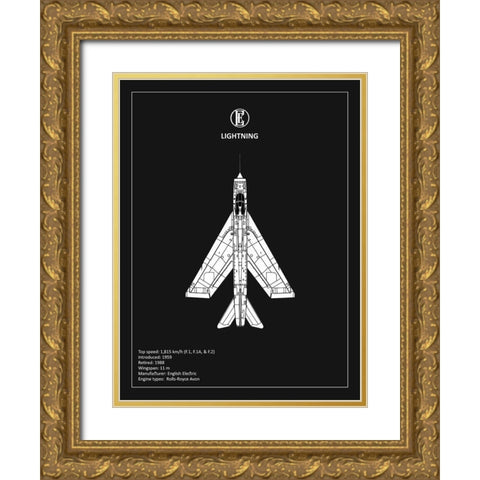 BP EE Lightning Black  Gold Ornate Wood Framed Art Print with Double Matting by Rogan, Mark