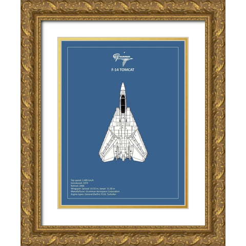 BP F-14-Tomcat  Gold Ornate Wood Framed Art Print with Double Matting by Rogan, Mark