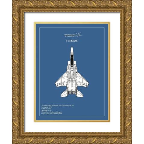 BP F15 Eagle  Gold Ornate Wood Framed Art Print with Double Matting by Rogan, Mark