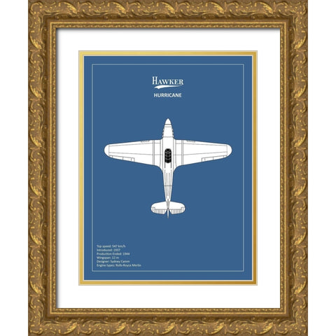 BP Hawker Hurricane  Gold Ornate Wood Framed Art Print with Double Matting by Rogan, Mark