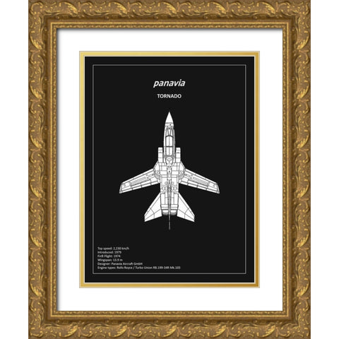 BP Panavia Tornado Black  Gold Ornate Wood Framed Art Print with Double Matting by Rogan, Mark