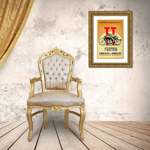 Circuit van Drente TT 1939 Gold Ornate Wood Framed Art Print with Double Matting by Rogan, Mark