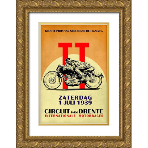 Circuit van Drente TT 1939 Gold Ornate Wood Framed Art Print with Double Matting by Rogan, Mark