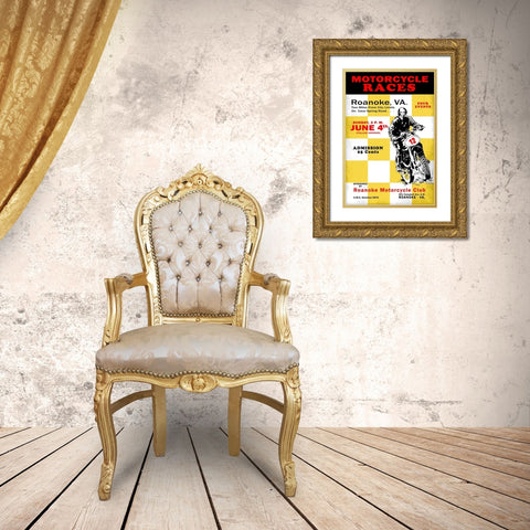 Motorcycle Hill Climb Gold Ornate Wood Framed Art Print with Double Matting by Rogan, Mark