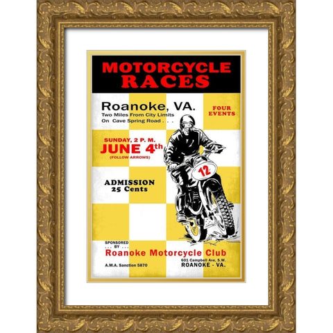 Motorcycle Hill Climb Gold Ornate Wood Framed Art Print with Double Matting by Rogan, Mark