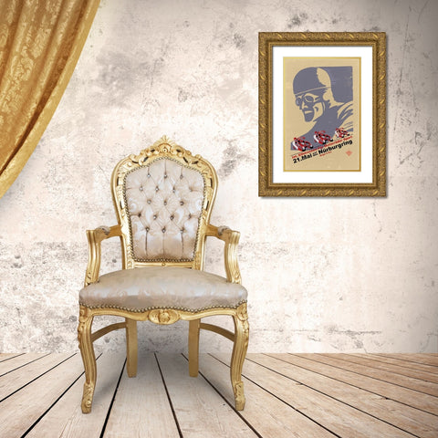 Nurburgring Vintage Racing Gold Ornate Wood Framed Art Print with Double Matting by Rogan, Mark