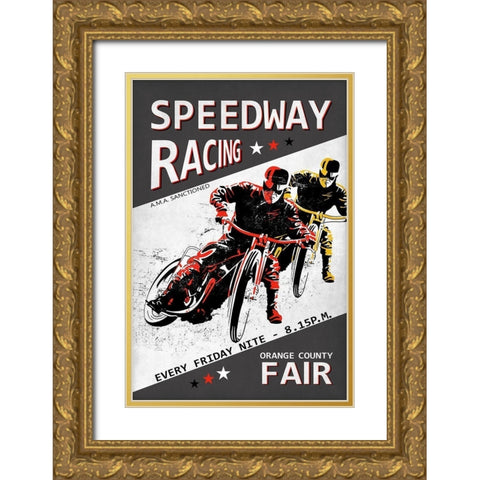 Speedway Racing OC Fair Gold Ornate Wood Framed Art Print with Double Matting by Rogan, Mark