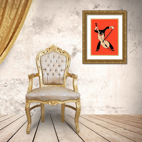 The Cello Gold Ornate Wood Framed Art Print with Double Matting by Rogan, Mark
