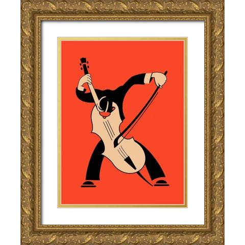 The Cello Gold Ornate Wood Framed Art Print with Double Matting by Rogan, Mark