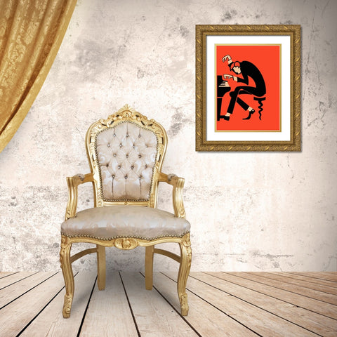 The Piano Gold Ornate Wood Framed Art Print with Double Matting by Rogan, Mark