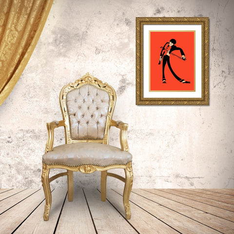 The Violin Gold Ornate Wood Framed Art Print with Double Matting by Rogan, Mark