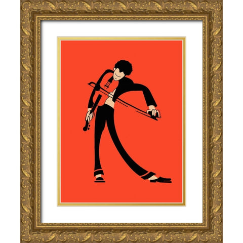 The Violin Gold Ornate Wood Framed Art Print with Double Matting by Rogan, Mark