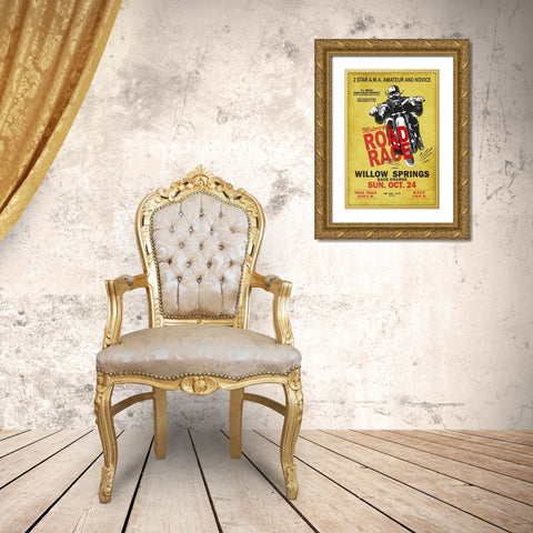 Willow Springs Road Race Gold Ornate Wood Framed Art Print with Double Matting by Rogan, Mark