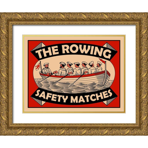 Rowing Safety Matches Gold Ornate Wood Framed Art Print with Double Matting by Rogan, Mark
