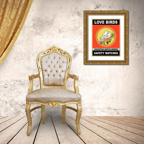 Love Birds Gold Ornate Wood Framed Art Print with Double Matting by Rogan, Mark