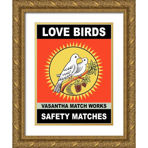 Love Birds Gold Ornate Wood Framed Art Print with Double Matting by Rogan, Mark