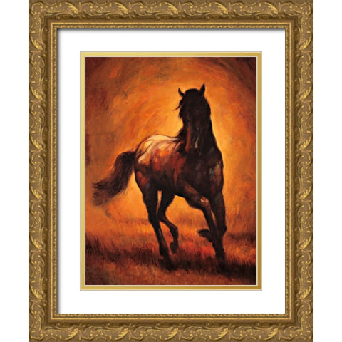 Stallion I Gold Ornate Wood Framed Art Print with Double Matting by Vargas, Ricardo
