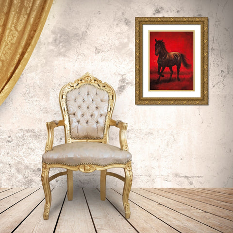 Stallion II Gold Ornate Wood Framed Art Print with Double Matting by Vargas, Ricardo